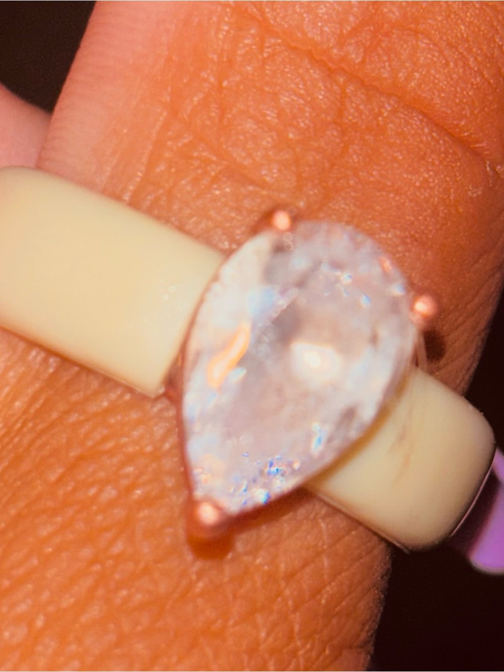 Rose Teardrop Gemstone Ring - Unbranded View 2
